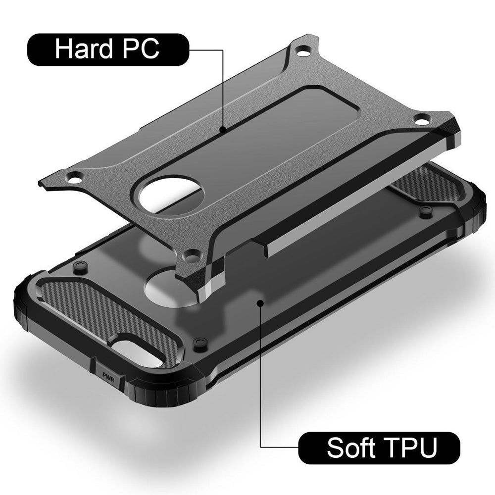 Hoes voor Apple iPhone SE (2016) / 5 / 5s, Techsuit, Hybrid Armor, Zwart