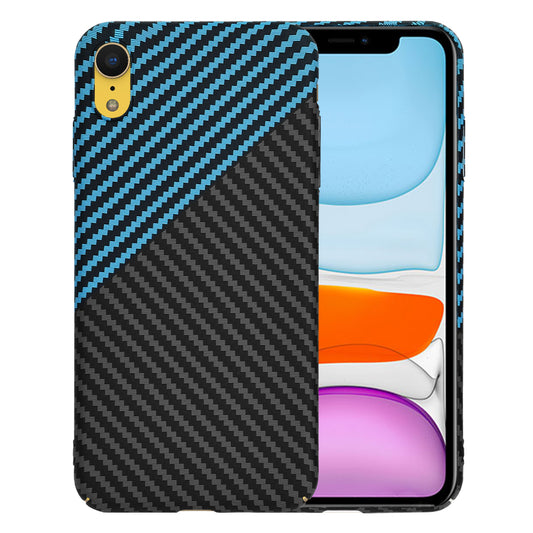 Hoes voor Apple iPhone XR, Techsuit, Carbonite FiberShell, Zwart Blauw