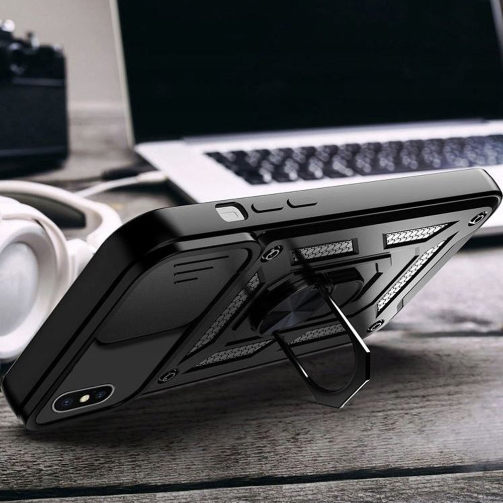 Hoes voor Apple iPhone XS Max, Techsuit, CamShield, Zwart