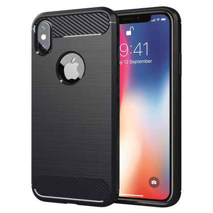 Hoes voor Apple iPhone XS / X, Techsuit, Carbon, Zwart
