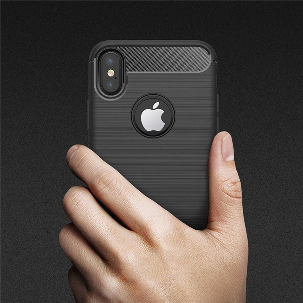 Hoes voor Apple iPhone XS / X, Techsuit, Carbon, Zwart