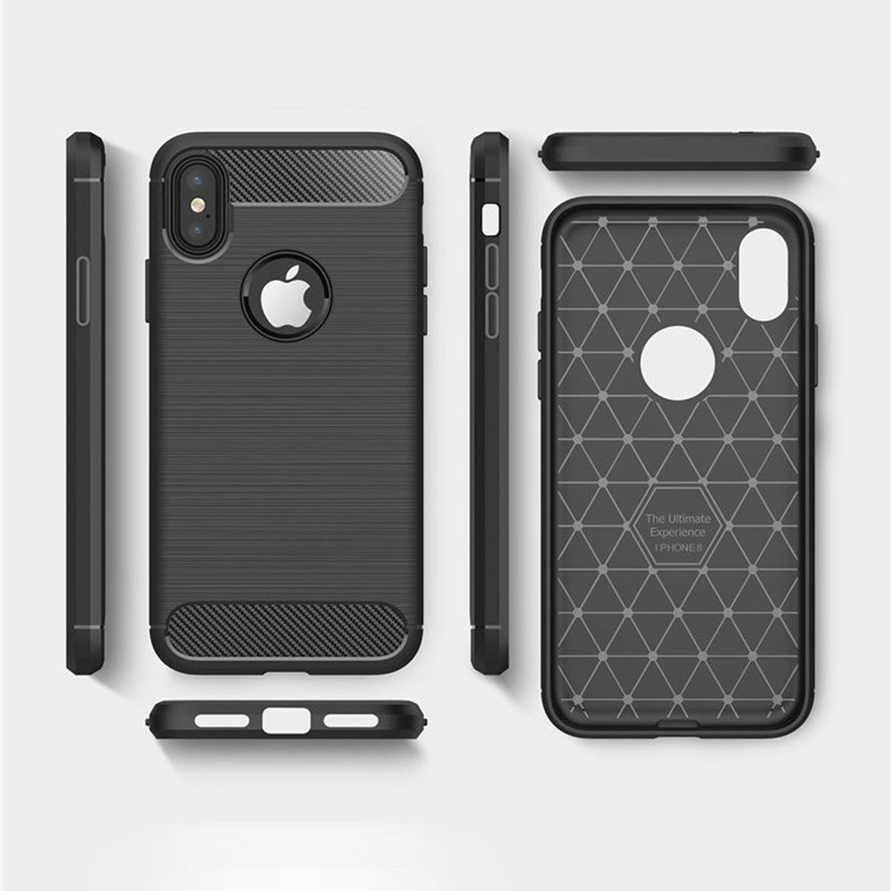 Hoes voor Apple iPhone XS / X, Techsuit, Carbon, Zwart