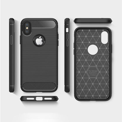 Hoes voor Apple iPhone XS / X, Techsuit, Carbon, Zwart