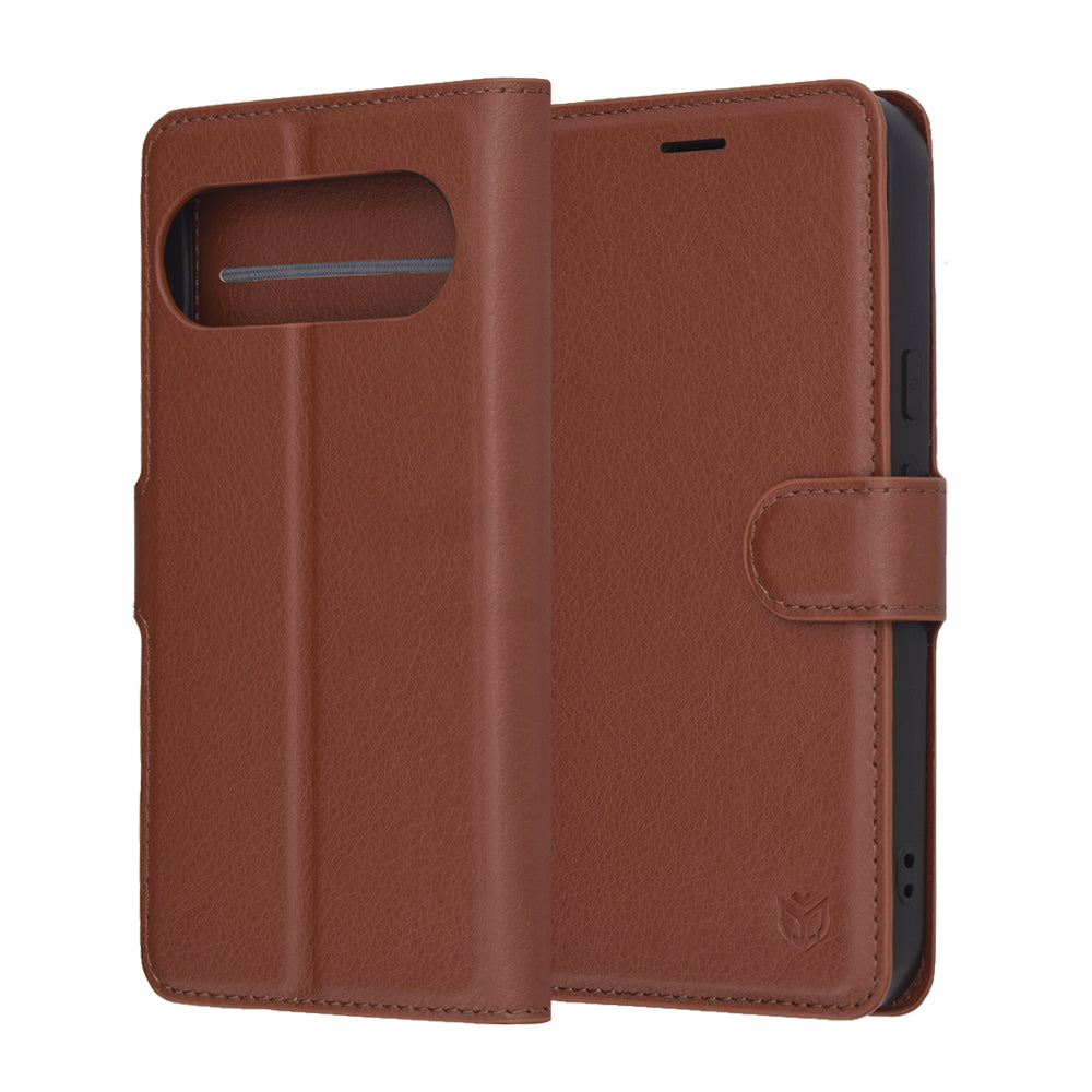 Hoes voor Google Pixel 10 Pro / 10, Techsuit, Leather Folio, Bruin