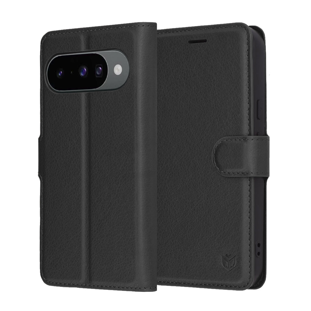 Hoes voor Google Pixel 10 Pro / 10, Techsuit, Leather Folio, Zwart