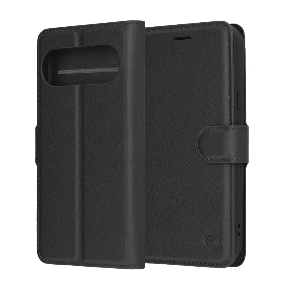 Hoes voor Google Pixel 10 Pro / 10, Techsuit, Leather Folio, Zwart