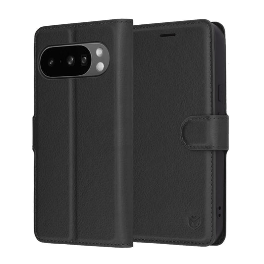 Hoes voor Google Pixel 10 Pro XL, Techsuit, Leather Folio, Zwart