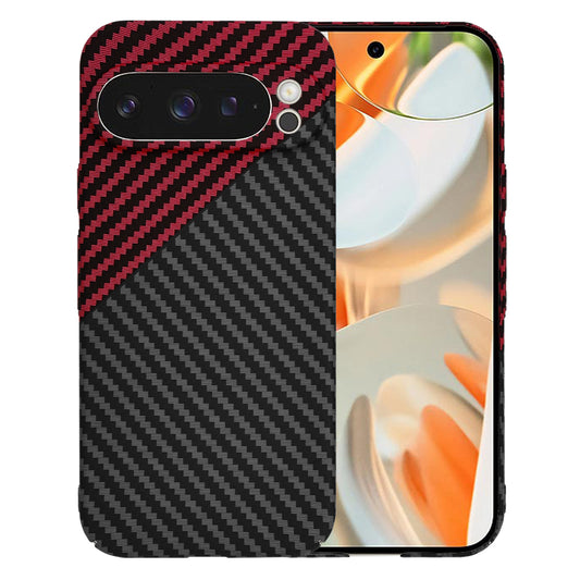 Hoes voor Google Pixel 9 Pro, Techsuit, Carbonite FiberShell, Zwart Rood