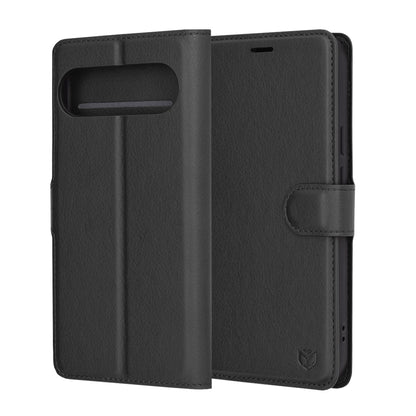 Hoes voor Google Pixel 9 Pro XL, Techsuit, Leather Folio, Zwart