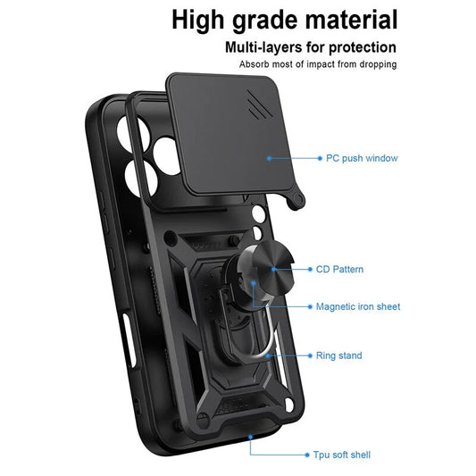 Hoes voor Honor 600 Lite, OEM, CamShield, Zwart