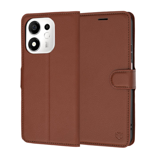 Hoes voor Honor 600 Smart, Techsuit, Leather Folio, Bruin