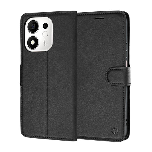 Hoes voor Honor 600 Smart, Techsuit, Leather Folio, Zwart