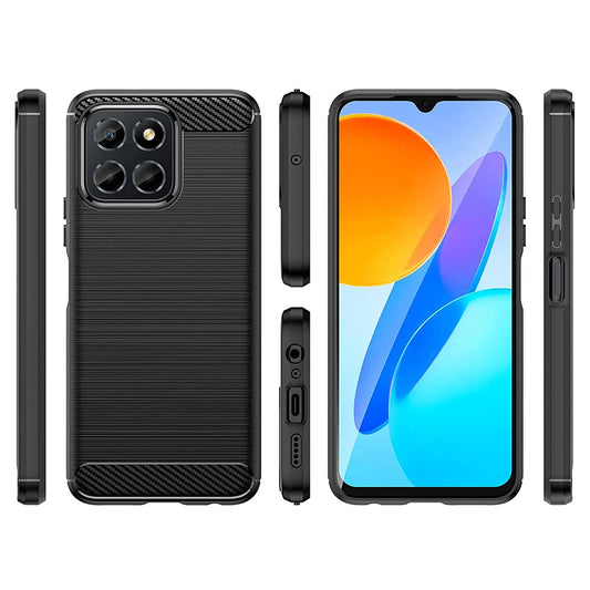 Hoes voor Honor 70 Lite / X6 / X8 5G, Techsuit, Carbon, Zwart