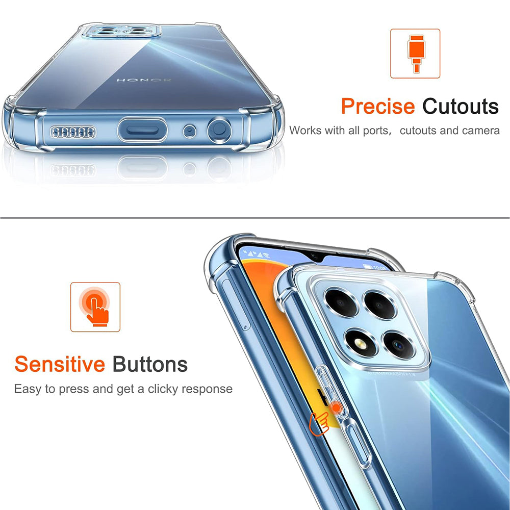 Hoes voor Honor 70 Lite / X6 / X8 5G, Techsuit, Schokbestendig Helder, Transparant