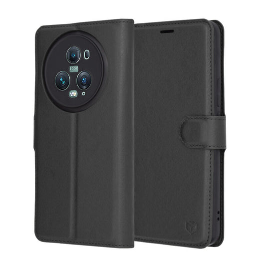 Hoes voor Honor Magic5 Pro, Techsuit, Leather Folio, Zwart