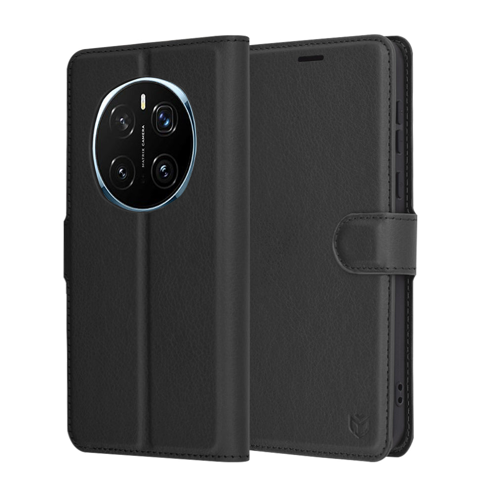 Hoes voor Honor Magic7 Pro, Techsuit, Leather Folio, Zwart