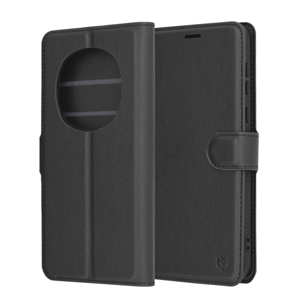 Hoes voor Honor Magic7 Pro, Techsuit, Leather Folio, Zwart