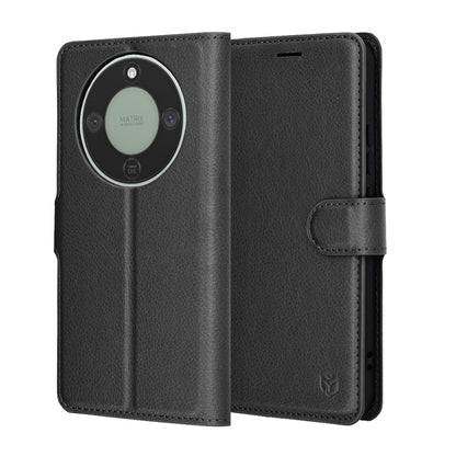 Hoes voor Honor Magic8 Lite, Techsuit, Leather Folio, Zwart
