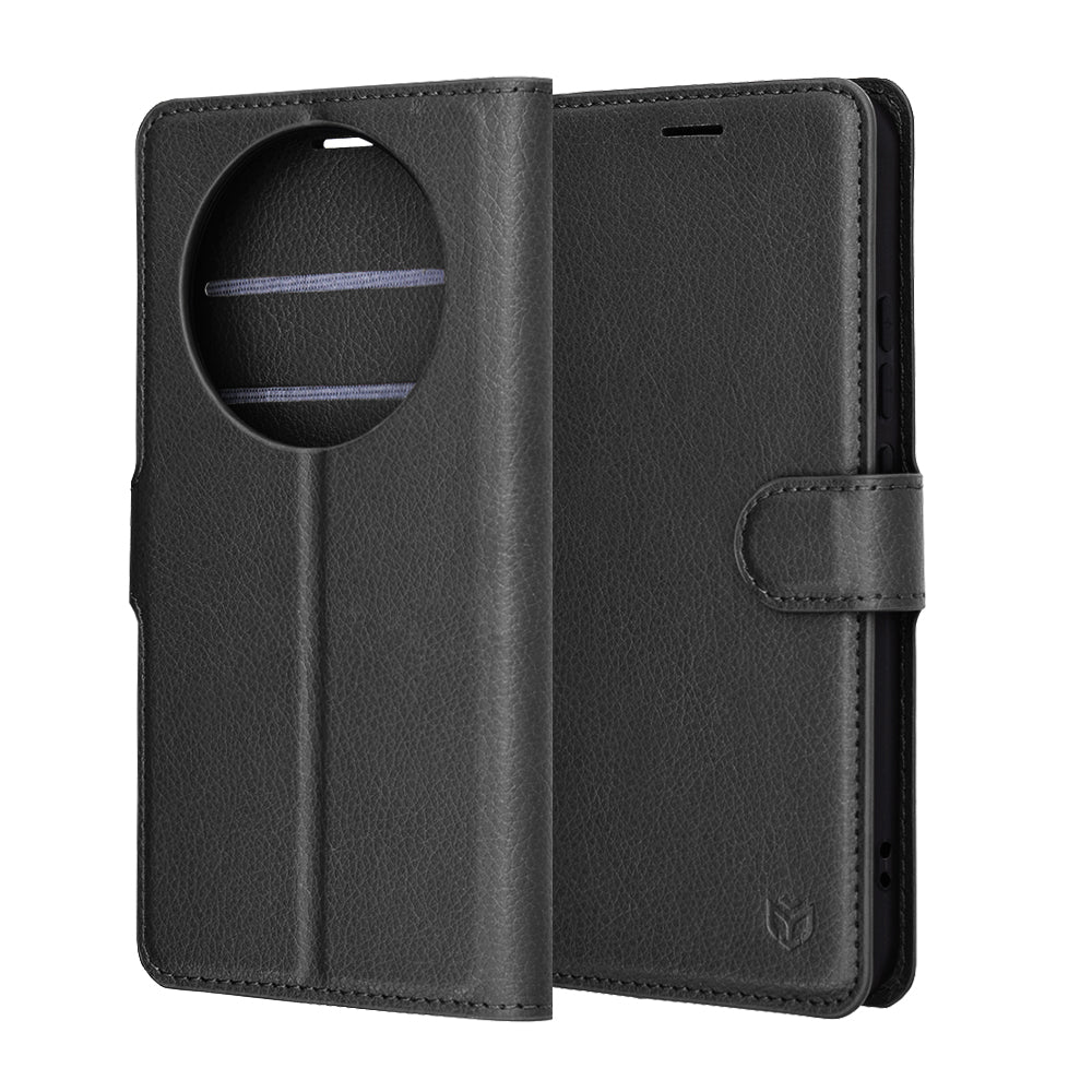 Hoes voor Honor Magic8 Lite, Techsuit, Leather Folio, Zwart