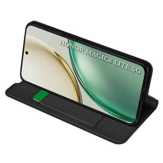 Hoes voor Honor Magic8 Lite, Techsuit, Magskin Book, Zwart