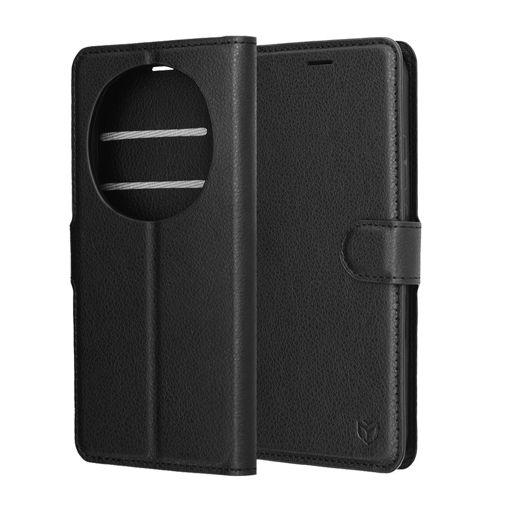 Hoes voor Honor Magic8 Pro, Techsuit, Leather Folio, Zwart