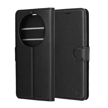 Hoes voor Honor Magic8 Pro, Techsuit, Leather Folio, Zwart
