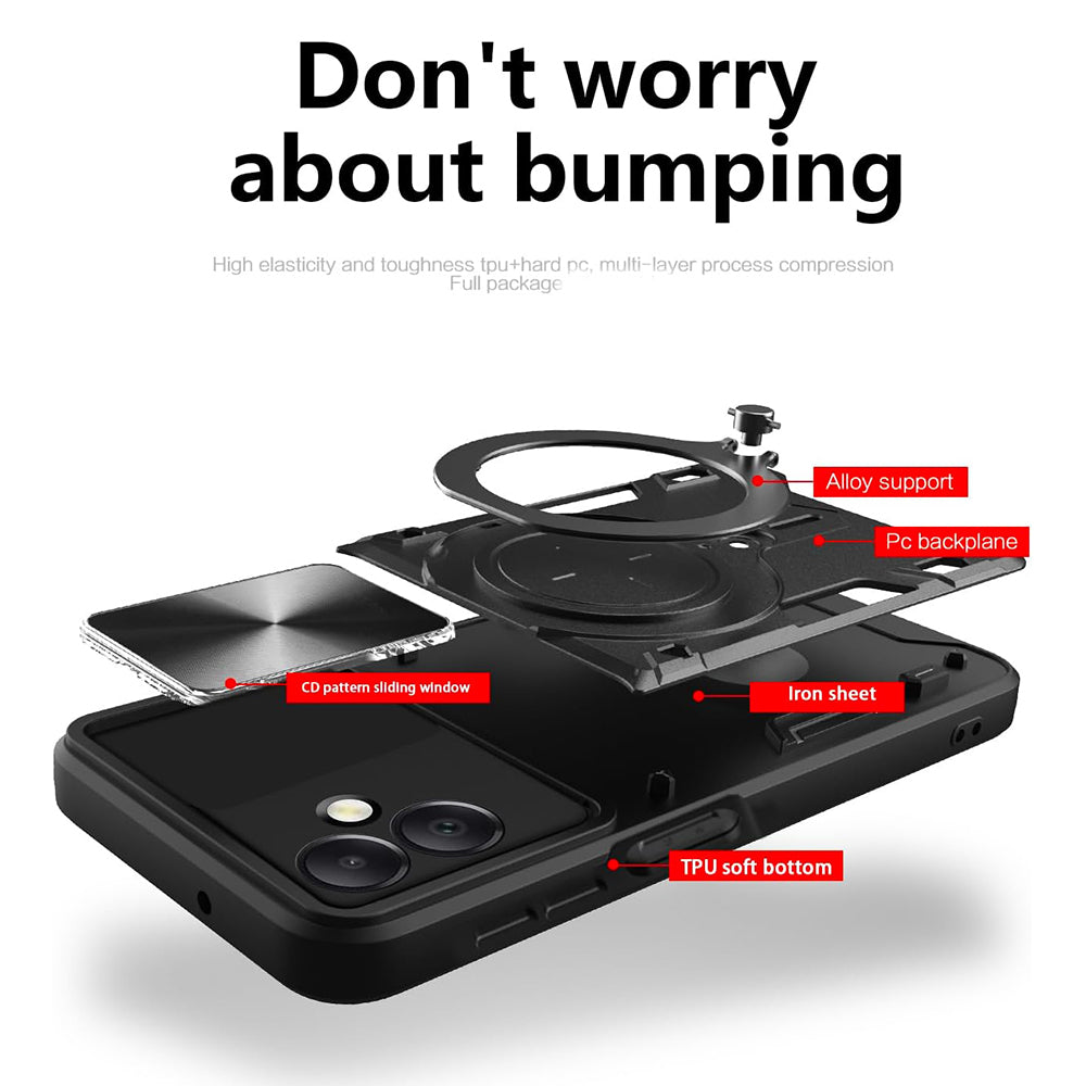 Hoes voor Honor X7c / 200 Smart, Techsuit, CamGuard Pro, Zwart
