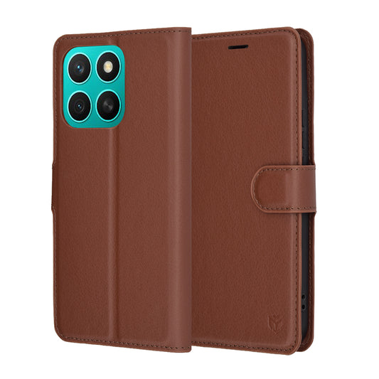 Hoes voor Honor X8c, Techsuit, Leather Folio, Bruin