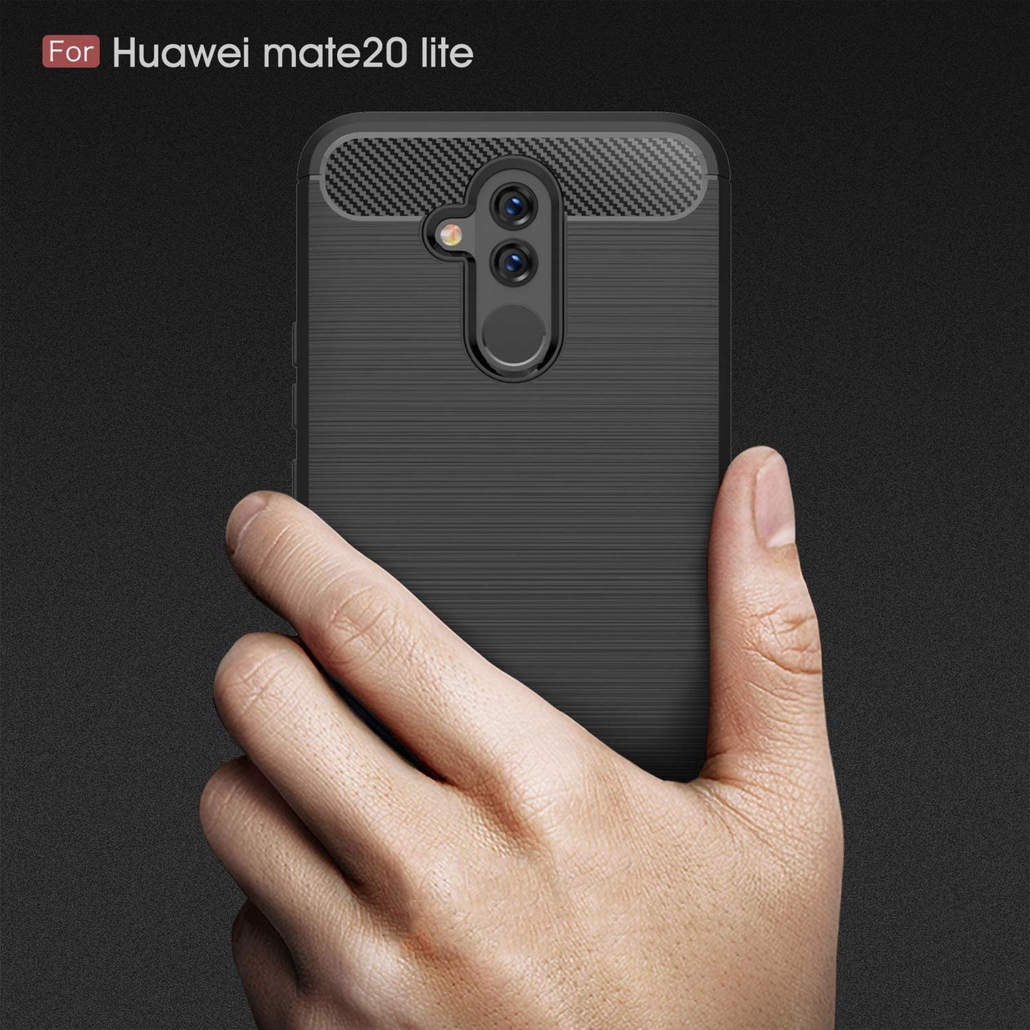Hoes voor Huawei Mate 20 Lite, Techsuit, Carbon, Zwart