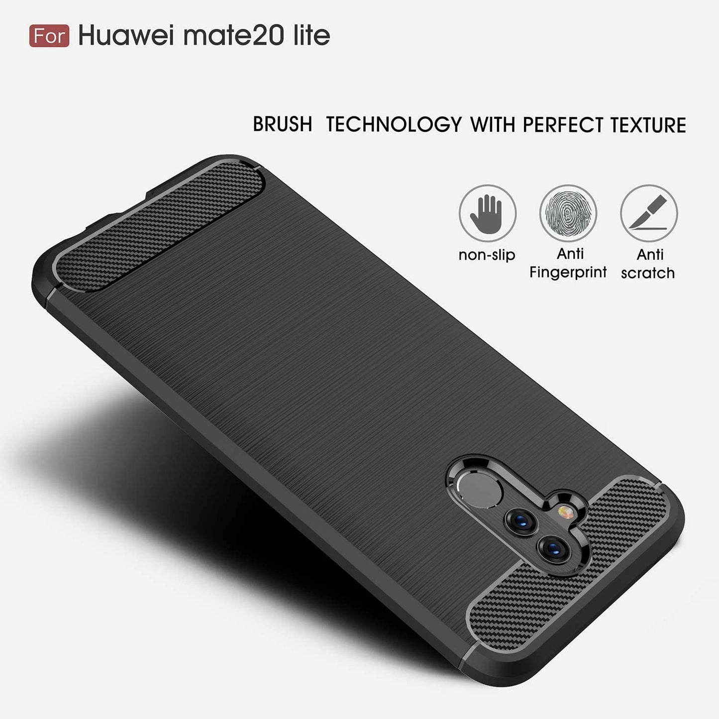 Hoes voor Huawei Mate 20 Lite, Techsuit, Carbon, Zwart