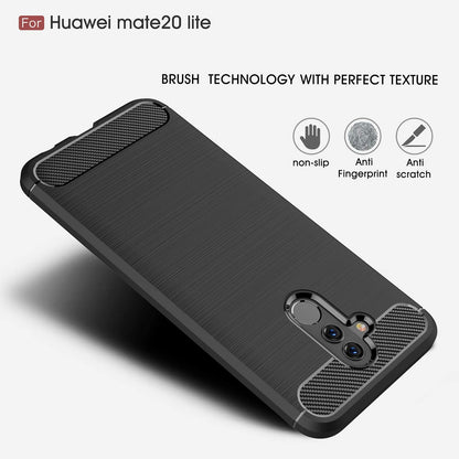 Hoes voor Huawei Mate 20 Lite, Techsuit, Carbon, Zwart