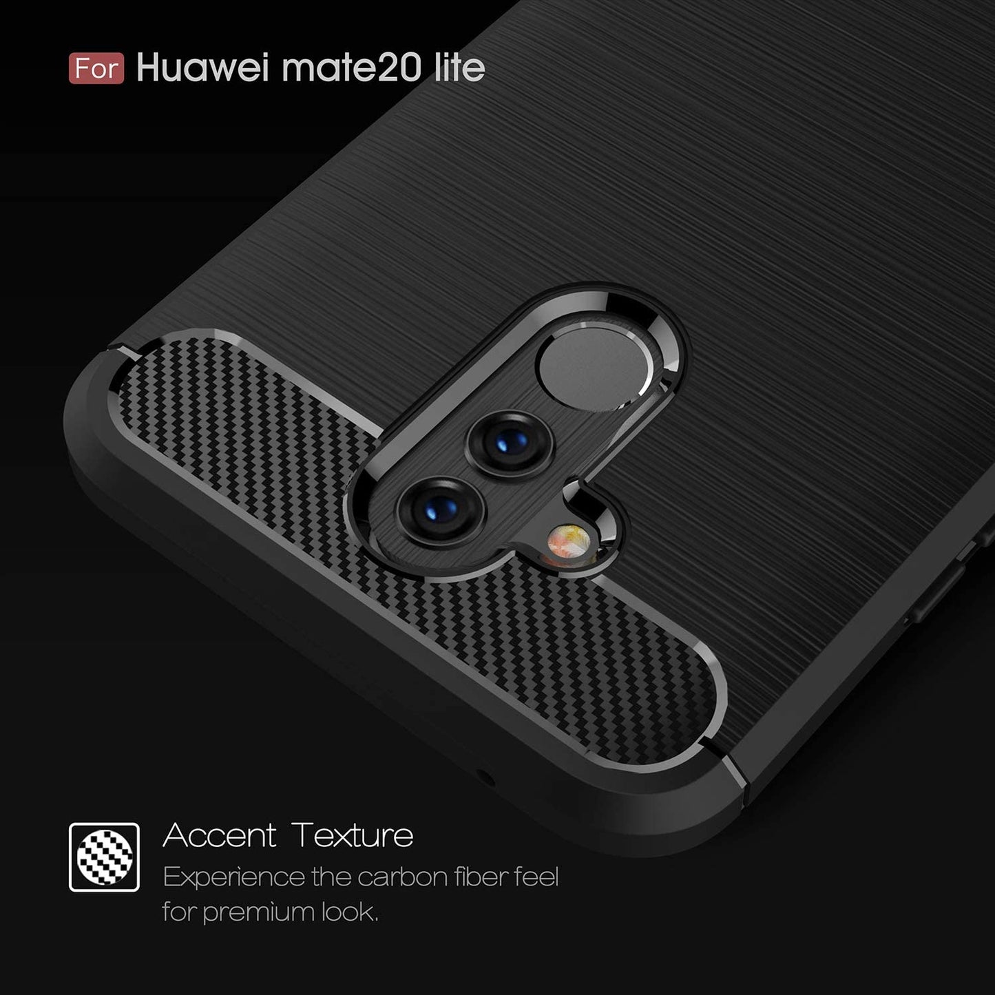 Hoes voor Huawei Mate 20 Lite, Techsuit, Carbon, Zwart