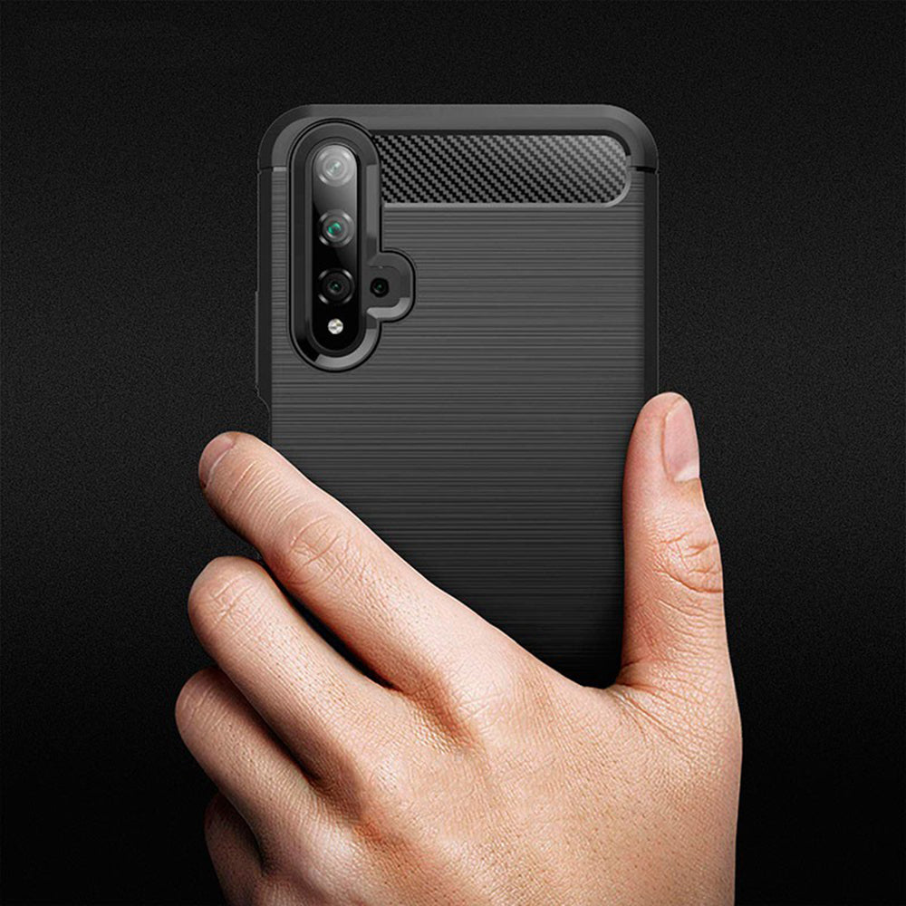 Hoes voor Huawei nova 5T / Honor 20, Techsuit, Carbon, Zwart