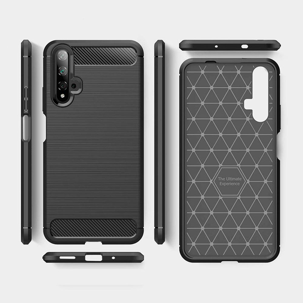 Hoes voor Huawei nova 5T / Honor 20, Techsuit, Carbon, Zwart