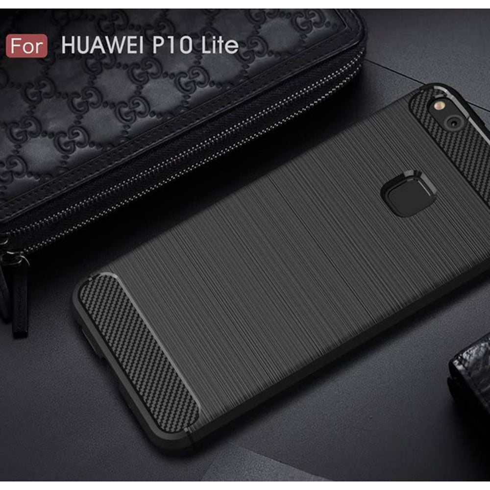 Hoes voor Huawei P10 Lite, Techsuit, Carbon, Zwart