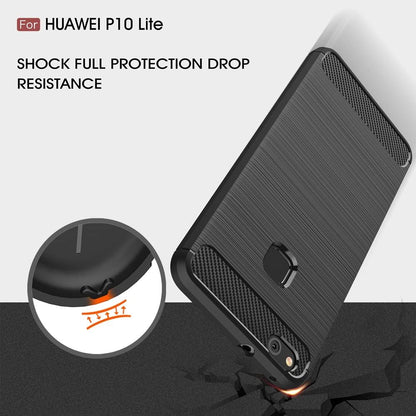 Hoes voor Huawei P10 Lite, Techsuit, Carbon, Zwart