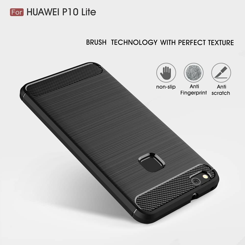 Hoes voor Huawei P10 Lite, Techsuit, Carbon, Zwart