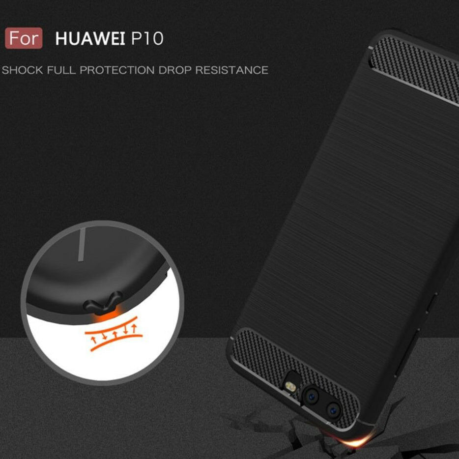 Hoes voor Huawei P10, Techsuit, Carbon, Zwart