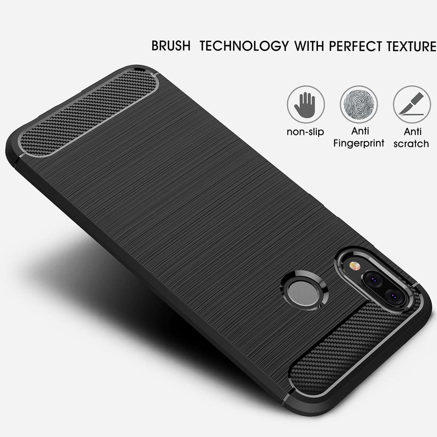 Hoes voor Huawei P20 Lite, Techsuit, Carbon, Zwart