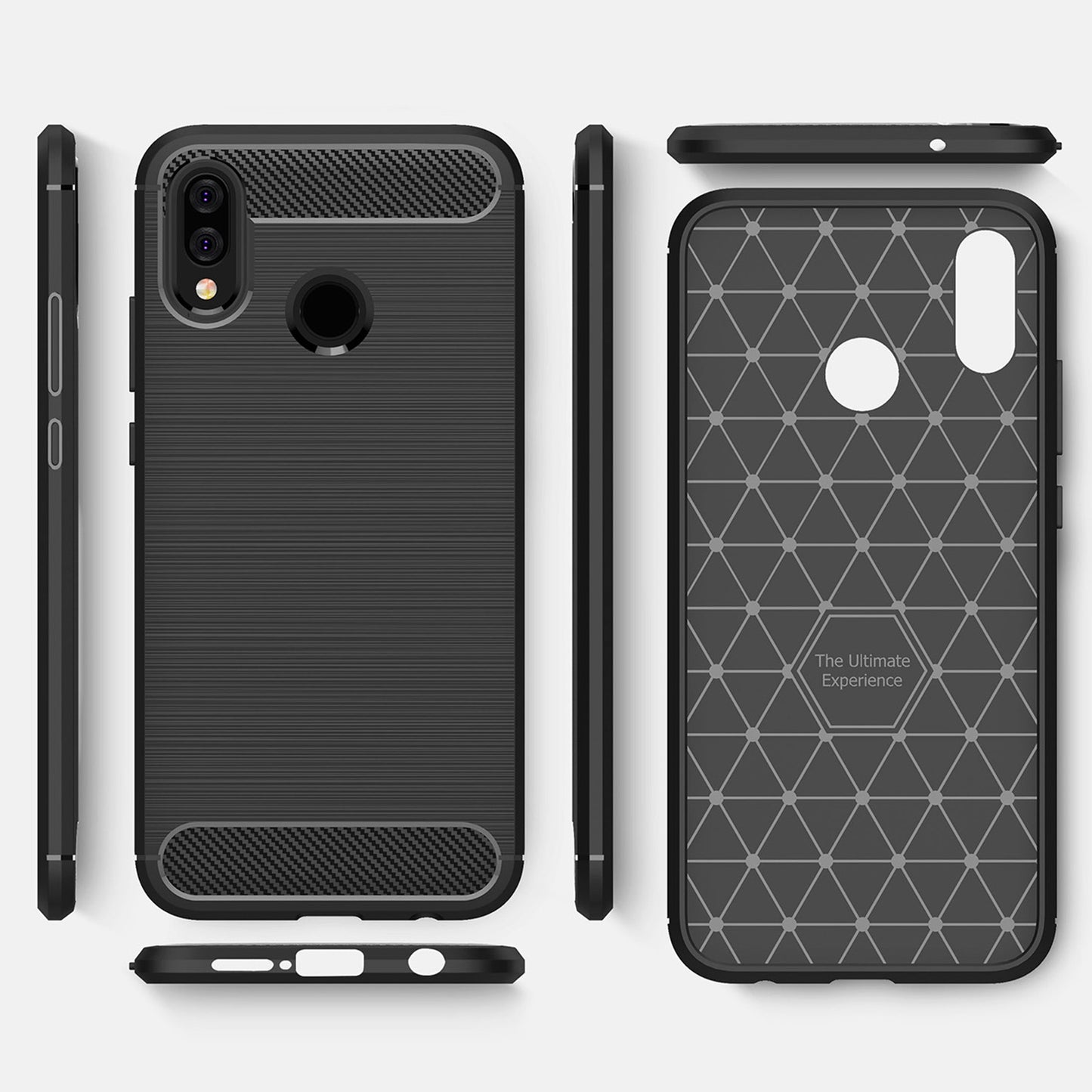 Hoes voor Huawei P20 Lite, Techsuit, Carbon, Zwart