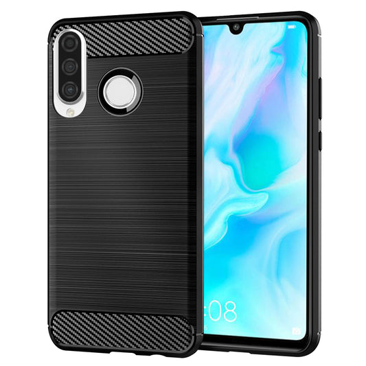 Hoes voor Huawei P30 lite New Edition / P30 lite, Techsuit, Carbon, Zwart