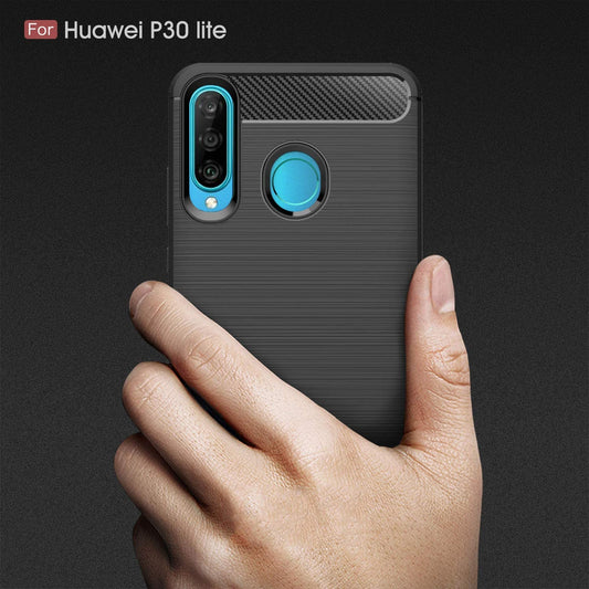 Hoes voor Huawei P30 lite New Edition / P30 lite, Techsuit, Carbon, Zwart