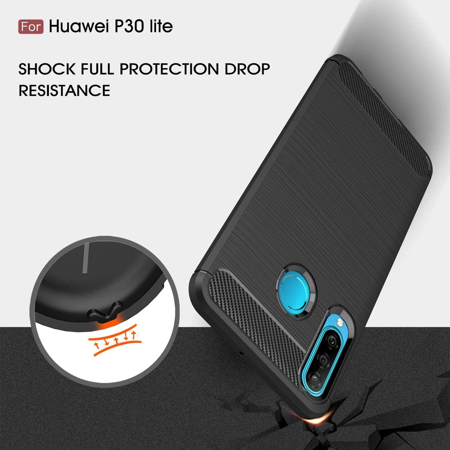 Case for Huawei P30 lite New Edition / P30 lite, Techsuit, Carbon, Black