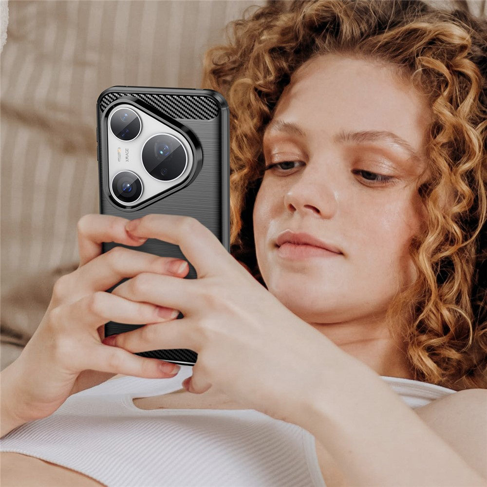 Hoes voor Huawei Pura 80 Pro / Pura 80 Ultra, Techsuit, Carbon, Zwart