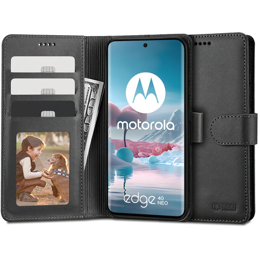 Beschermhoes voor Motorola Edge 40 Neo, Tech-Protect, Portemonnee, Zwart 