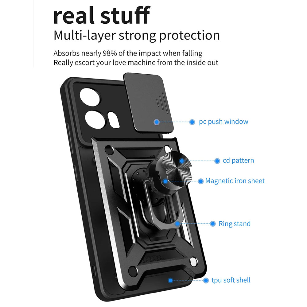 Case for Motorola Edge 30 Fusion, Techsuit, CamShield, Black