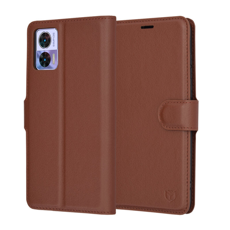 Hoes voor Motorola Edge 30 Neo, Techsuit, Leather Folio, Bruin