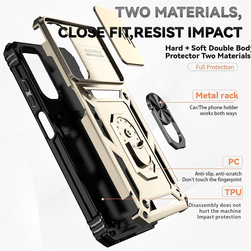 Hoes voor Motorola Edge 40 Neo, Techsuit, CamShield, Goudkleurig