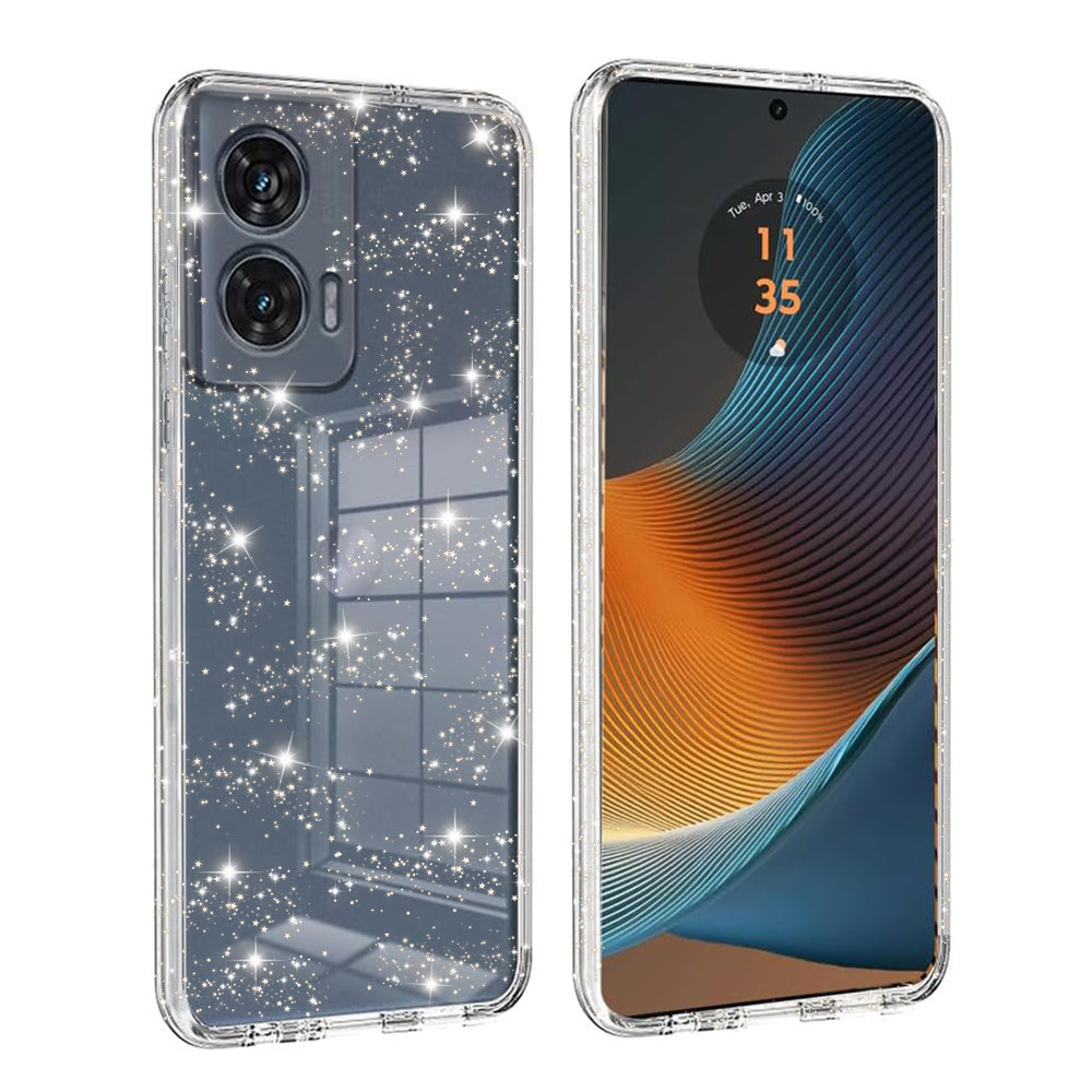 Hoes voor Motorola Edge 50 Fusion, Techsuit, SparkleSkin, Transparant