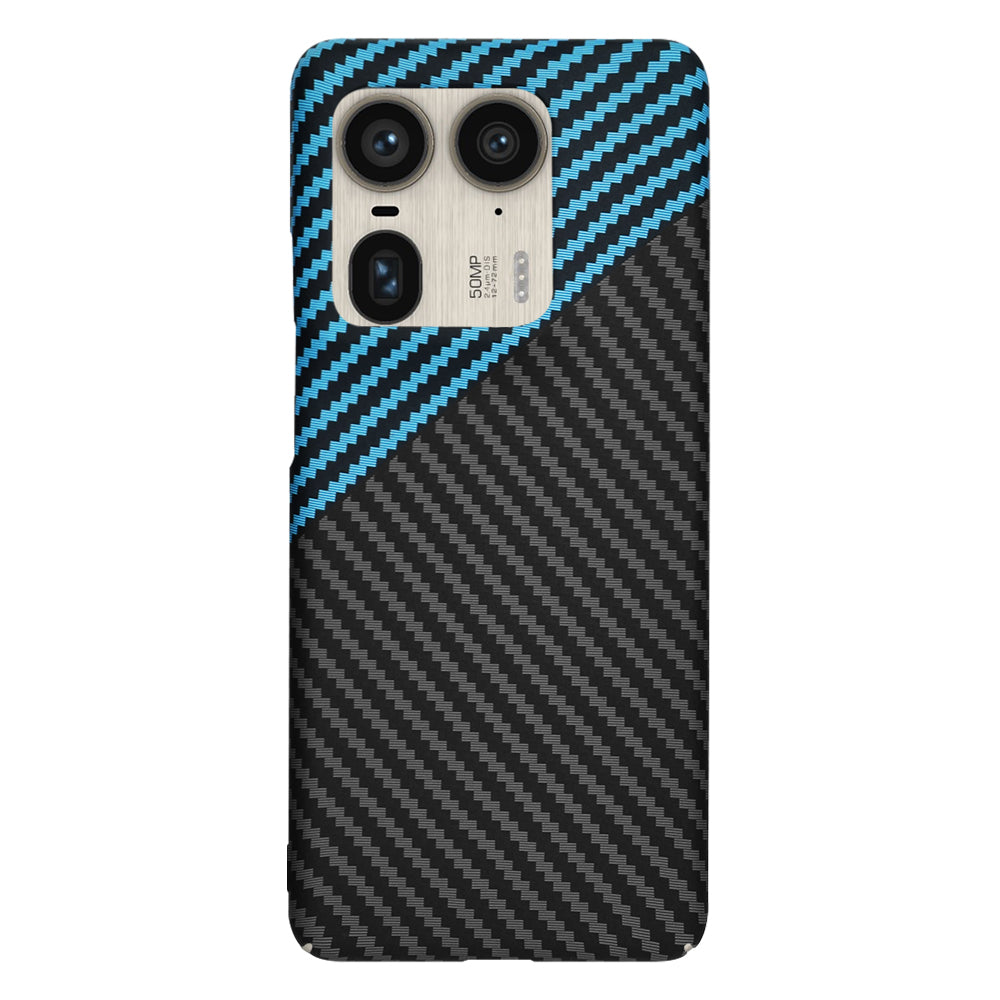 Hoes voor Motorola Edge 50 Ultra, Techsuit, Carbonite FiberShell, Zwart Blauw